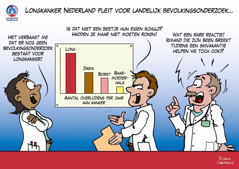 Cartoon Longkanker Nederland pleit voor landelijk bevolkingsonderzoek DEF Tekengebied 1