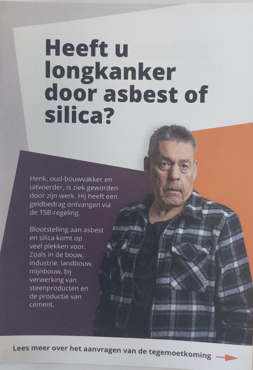Voorkant folder longkanker door asbest of silica